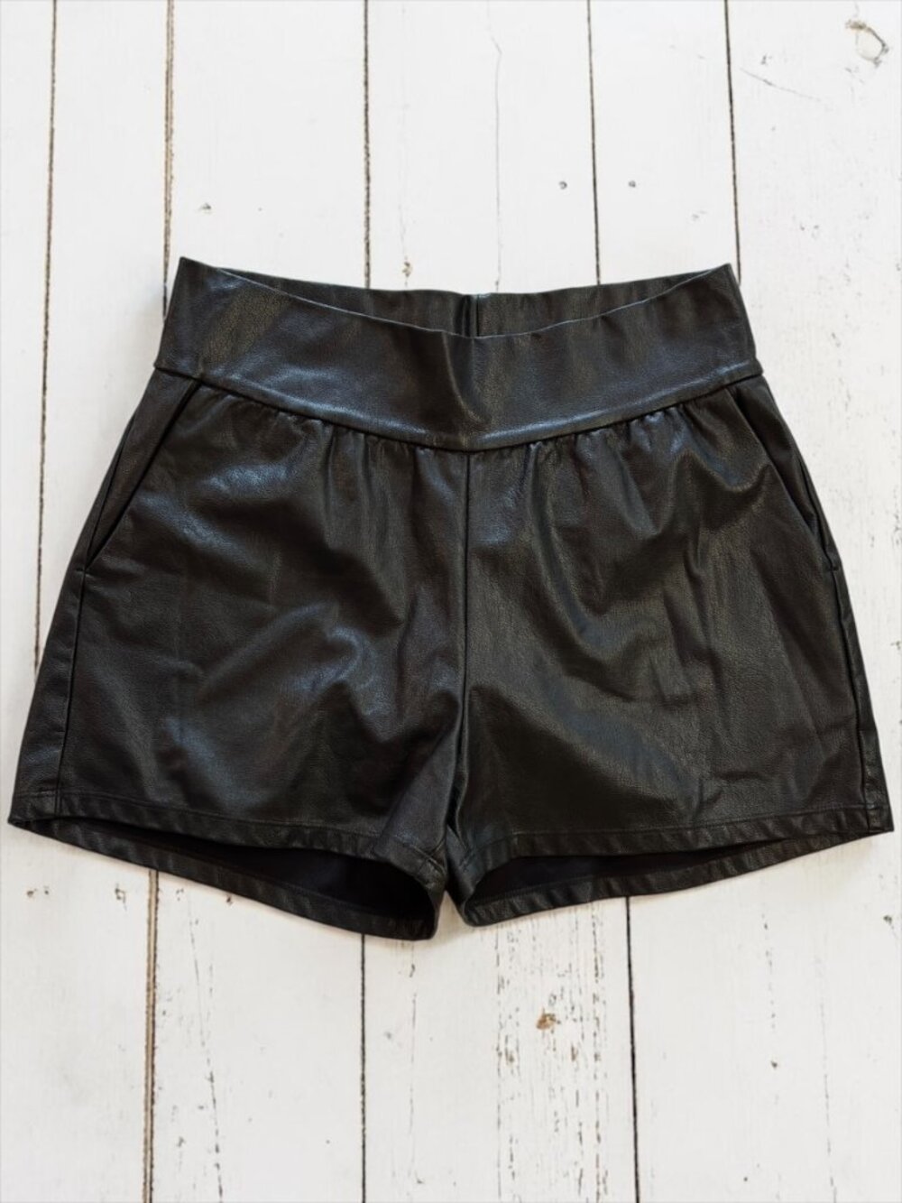 Commando Faux Leather Shorts Black High Rise Pull-On XS